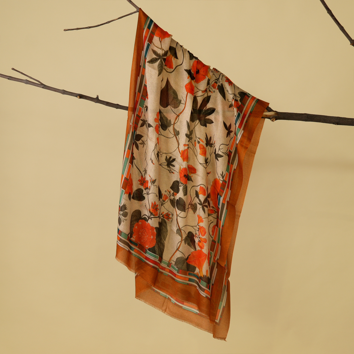 The Scarlet Bloom Bamboo Modal Stole (Brown)