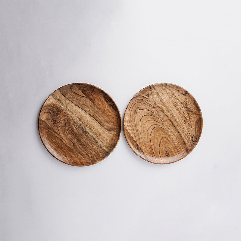 Acacia Wood Serving Plates | Large | Brown | Set of 2