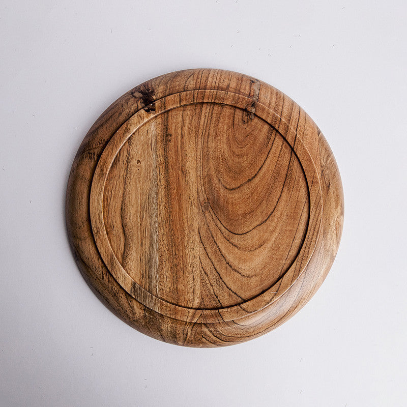 Acacia Wood Serving Plates | Large | Brown | Set of 2