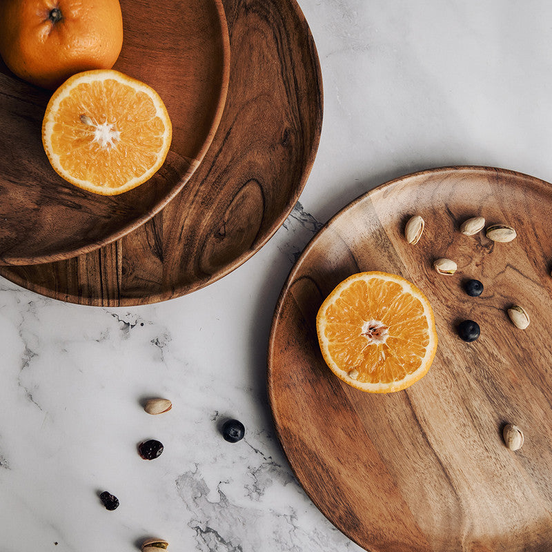 Mango Wood Serving Plates | Large | Brown | Set of 4