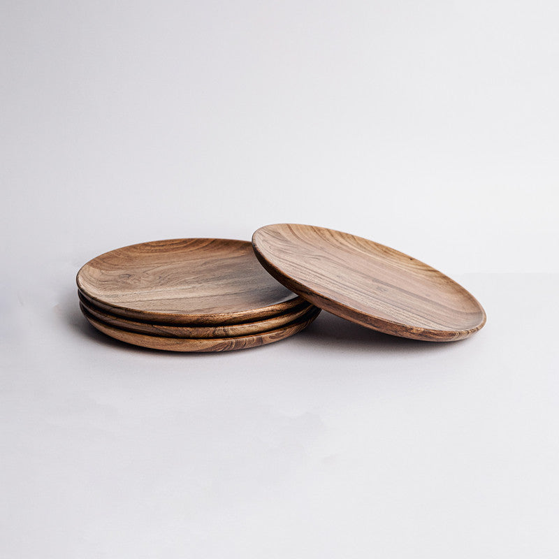 Mango Wood Serving Plates | Large | Brown | Set of 4