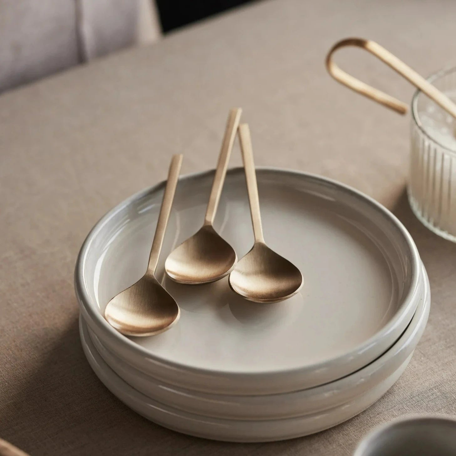 Taihi Brass Dessert Spoons Set, Champagne Gold