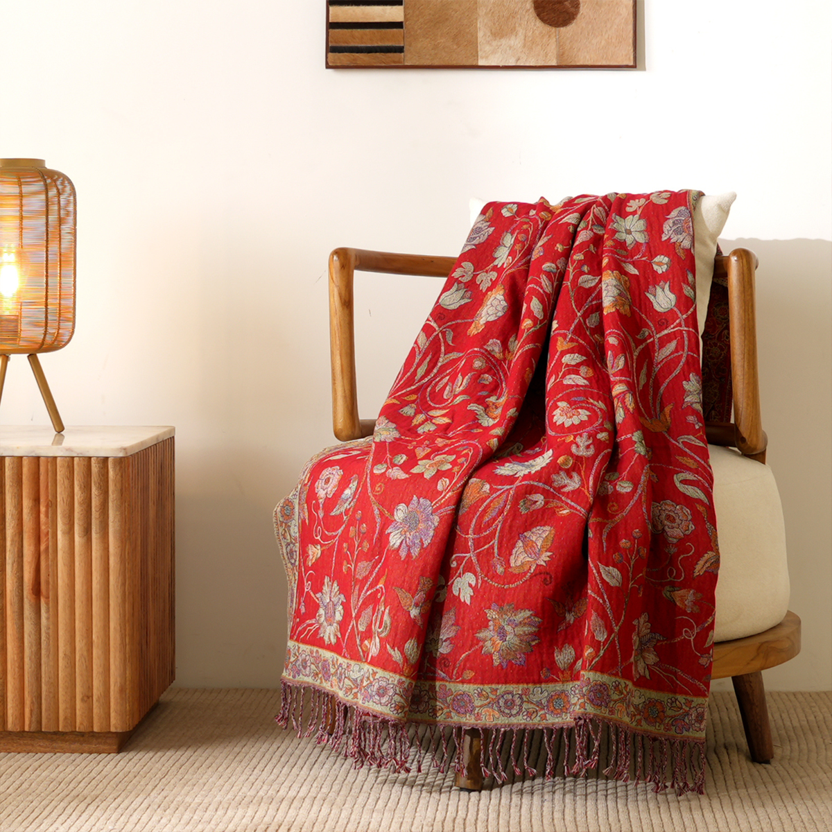 The Crimson Bloom Throw