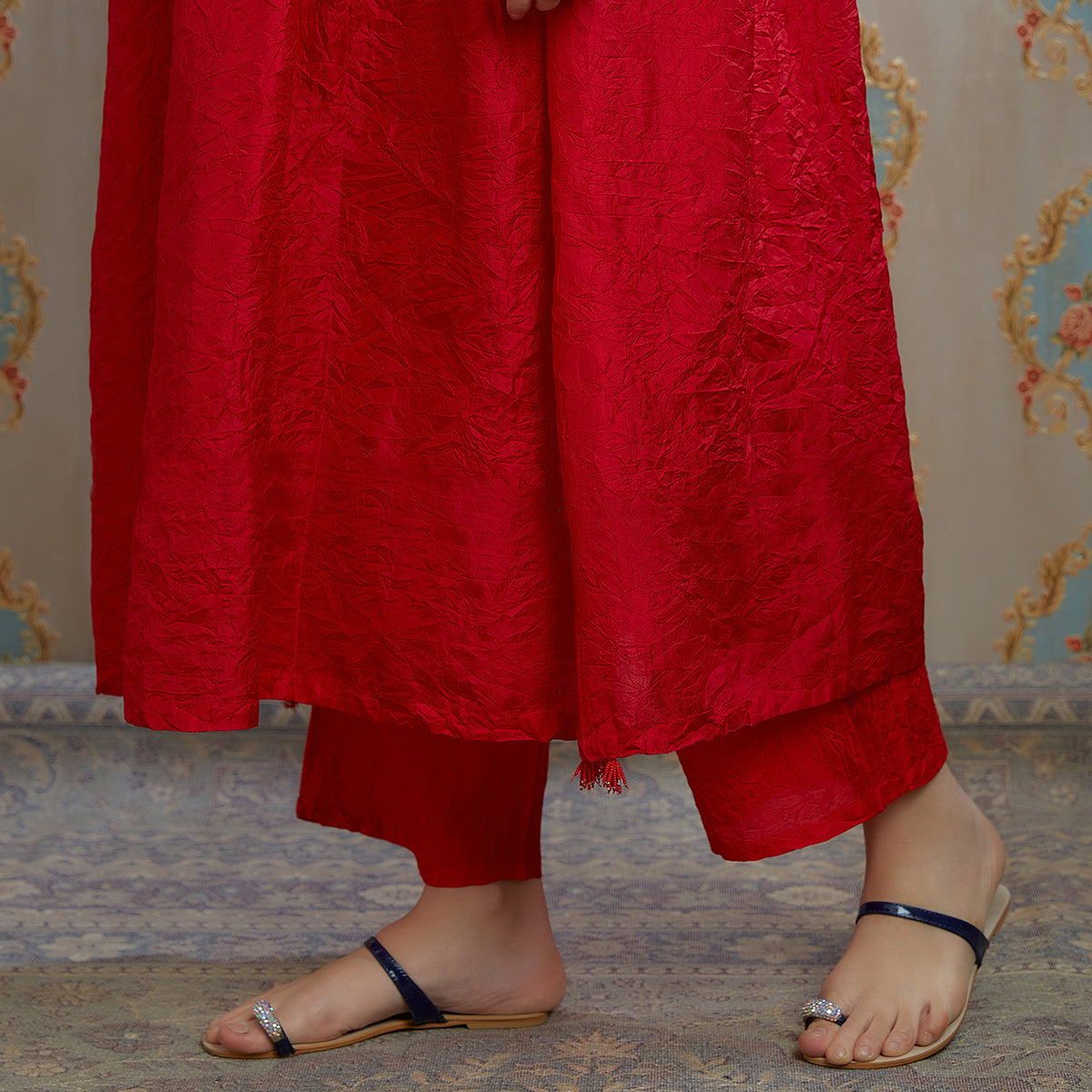 Vibhuti-Red Silk Kurta & Pants