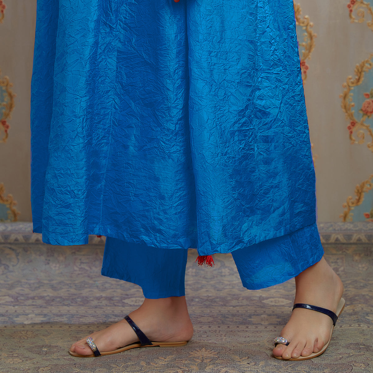 Vibhuti-Teal Blue Silk  Kurta & Pants