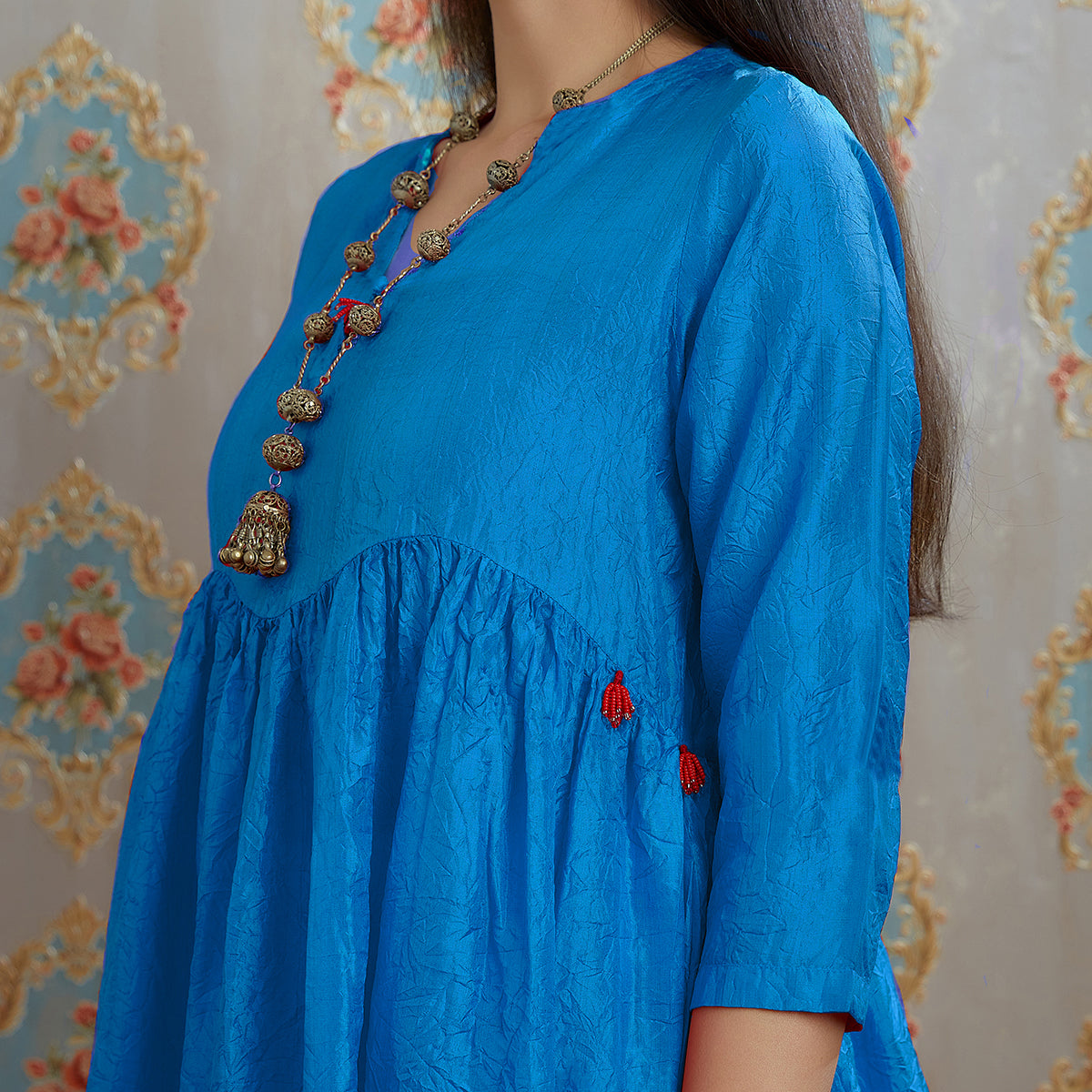 Vibhuti-Teal Blue Silk  Kurta & Pants