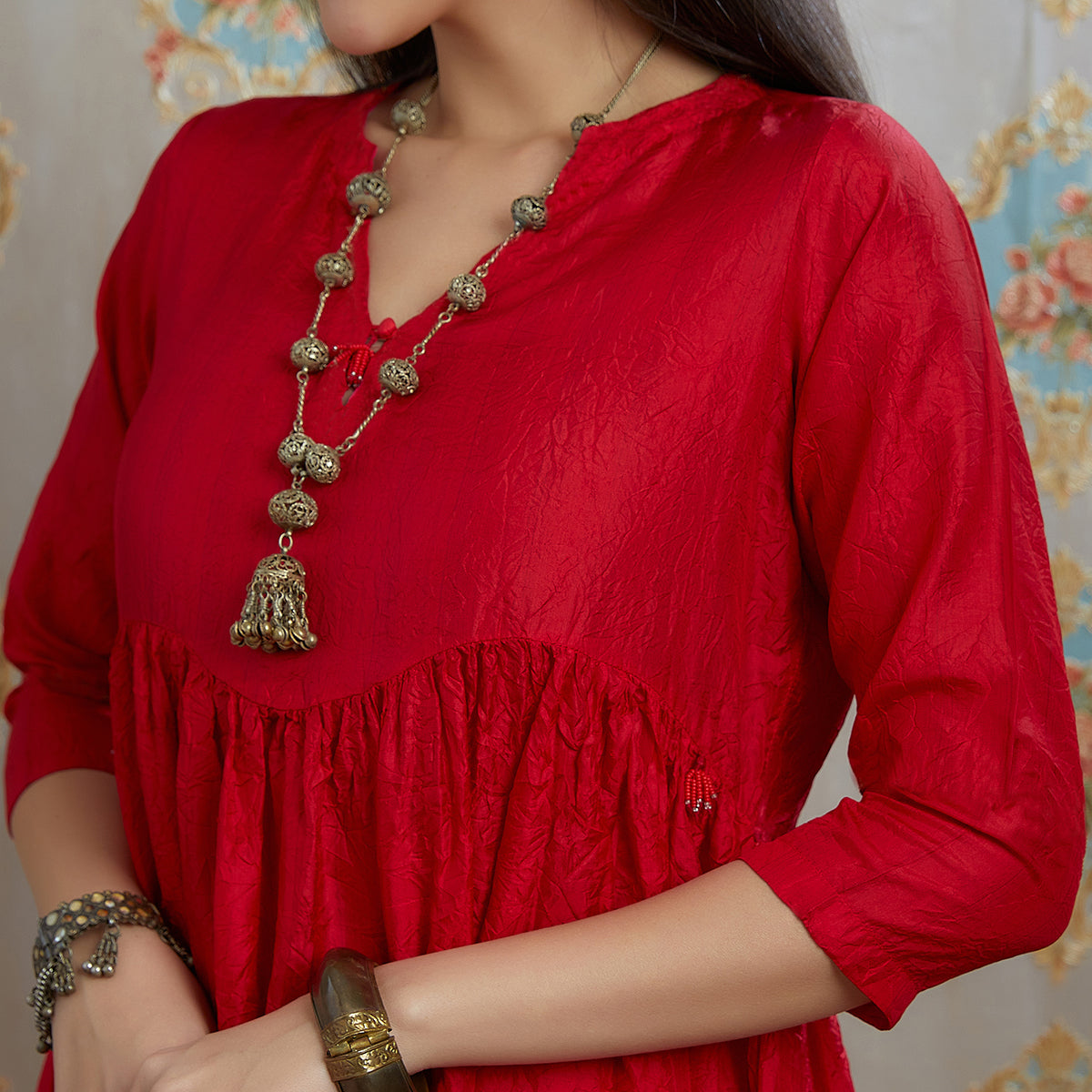 Vibhuti-Red Silk Kurta & Pants