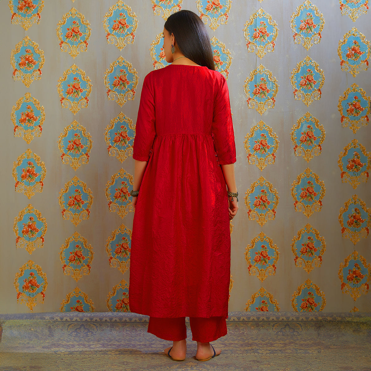 Vibhuti-Red Silk Kurta & Pants