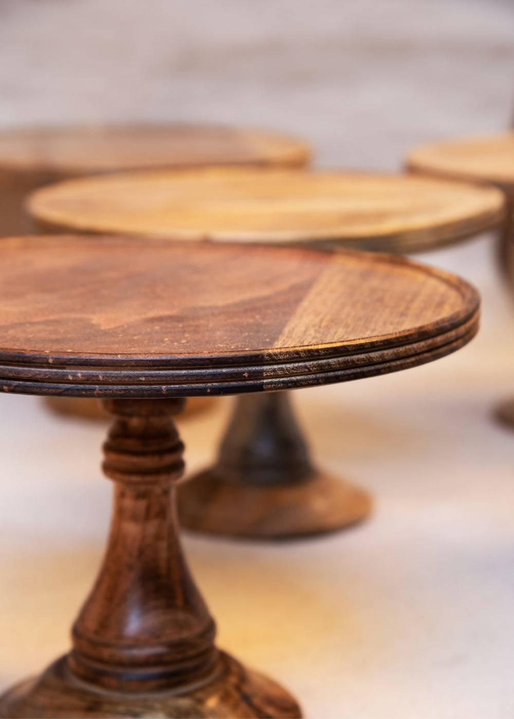 Travel Friendly Wooden Cake Stand with Candle Holder