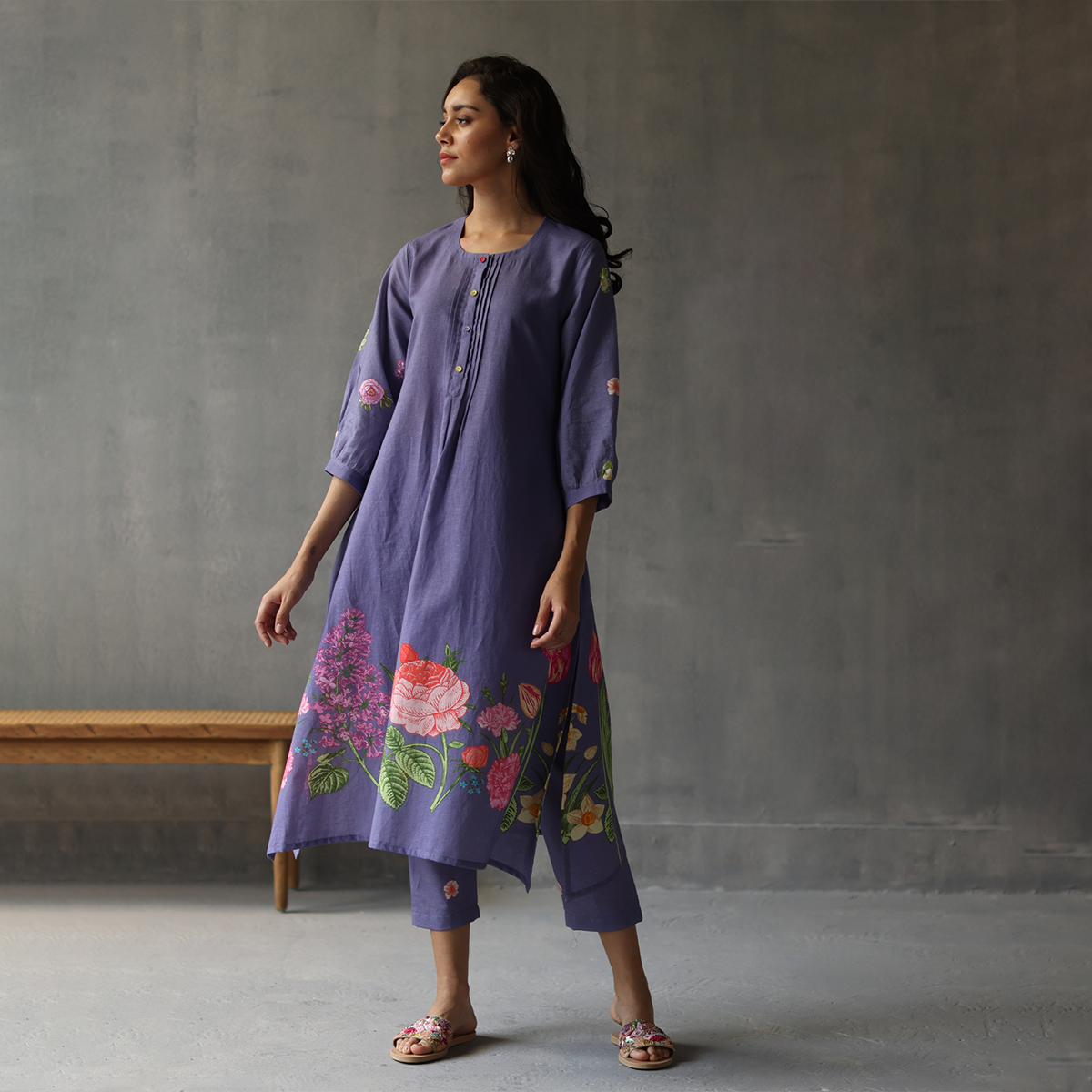 Water Lily Kurta (Periwinkle)