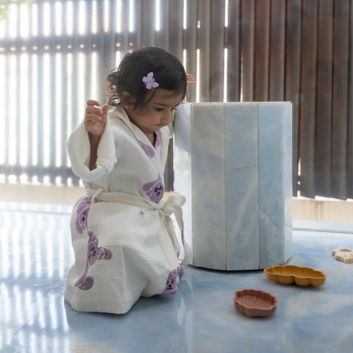 Organic Cotton Baby Bath Robe - Koala | Purple