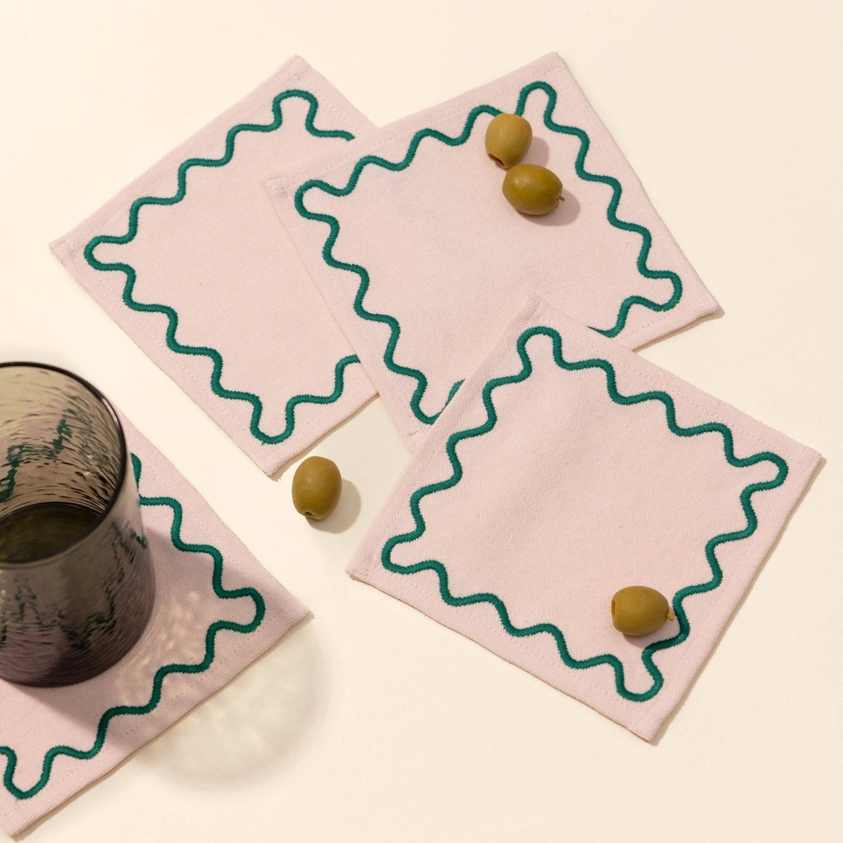 Embroidered Cocktail Napkins | Blush