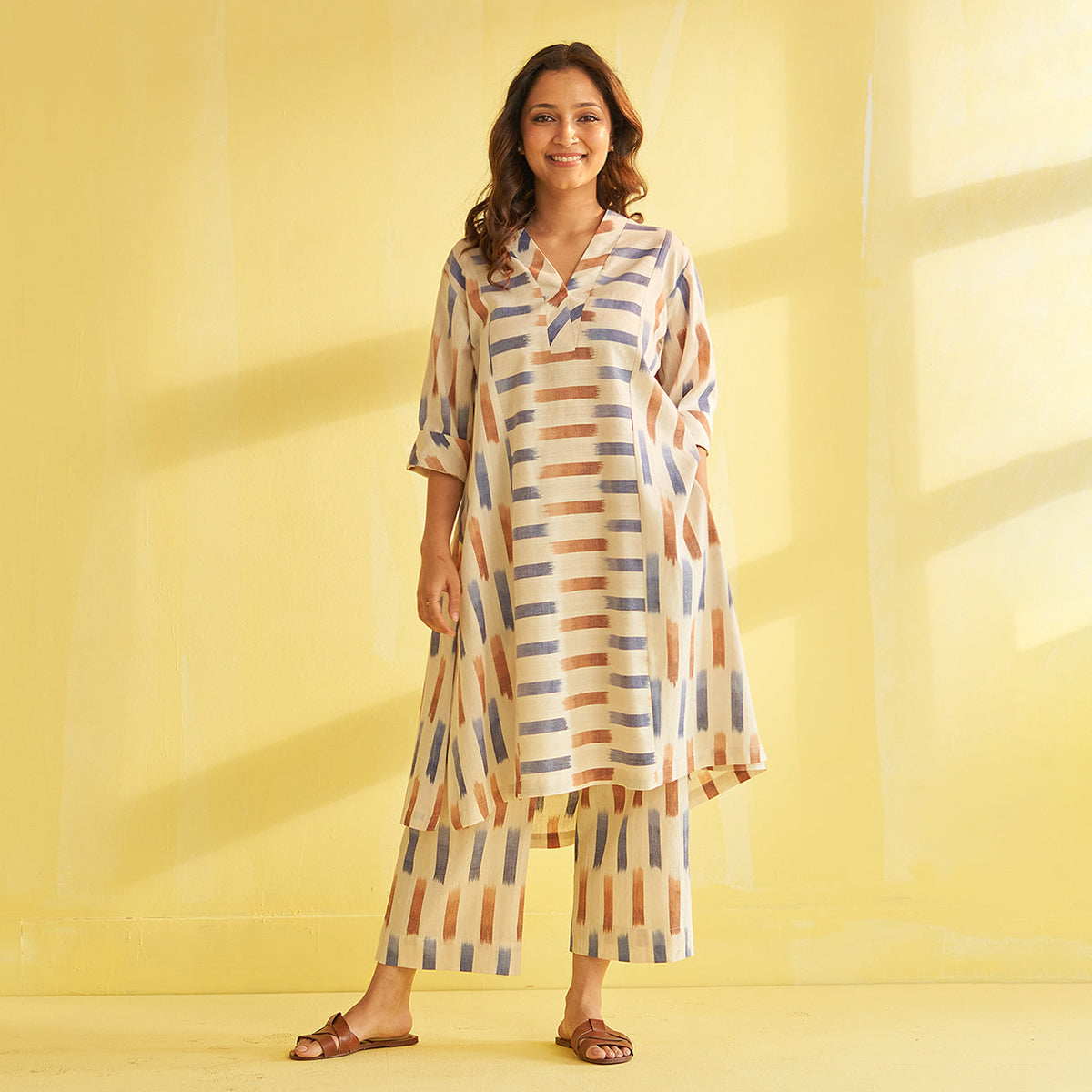 Pure Handwoven Ikat Kurta & Pants Set