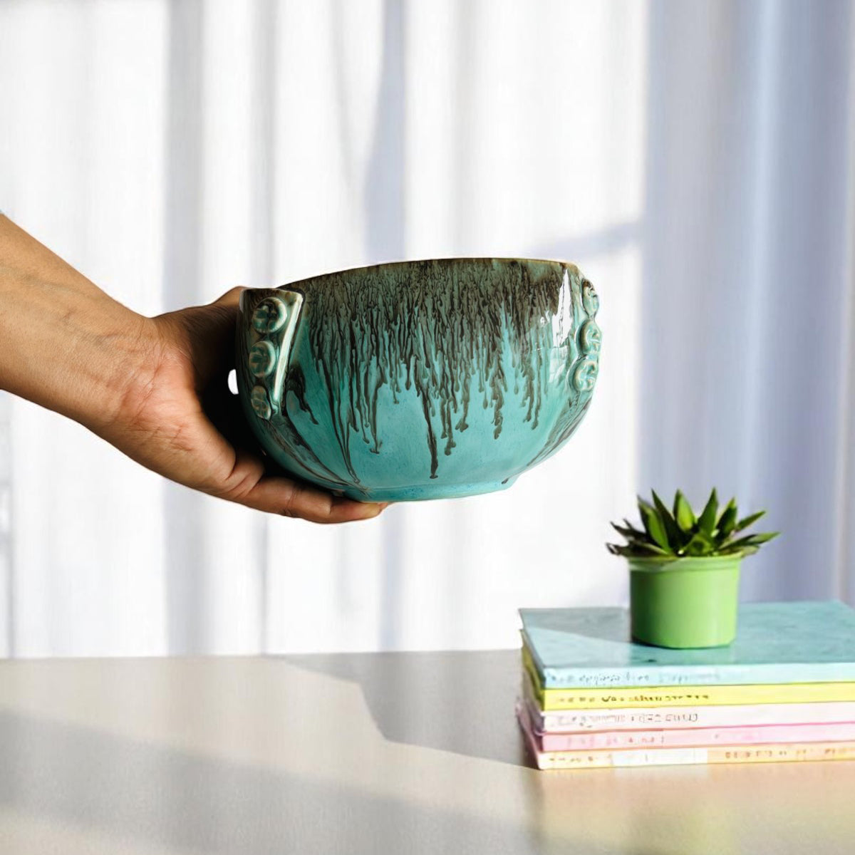 Buttoned Up Blue Serving Bowl