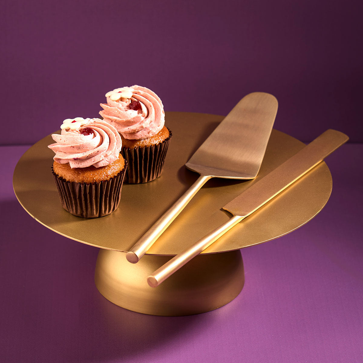 Brass Cake Stand with Knife & Server | Gift Set