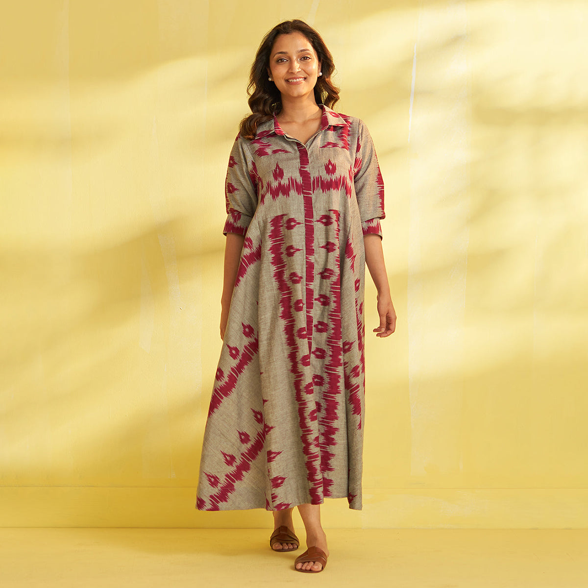 Pure Handwoven Ikat Maxi Dress