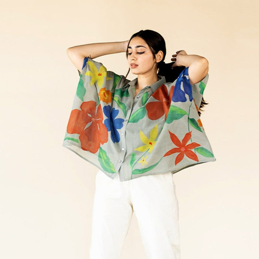 Hand Painted Shirt Cape | Green