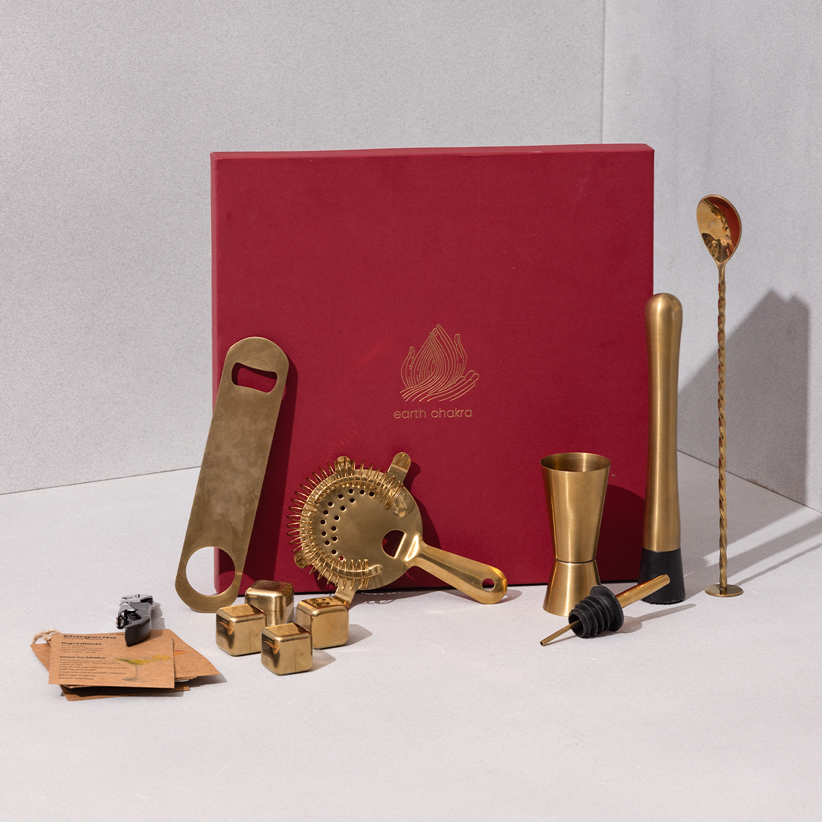 Diwali Gift Hamper | Bar Tool Kit | Set of 8 | Brass Finish