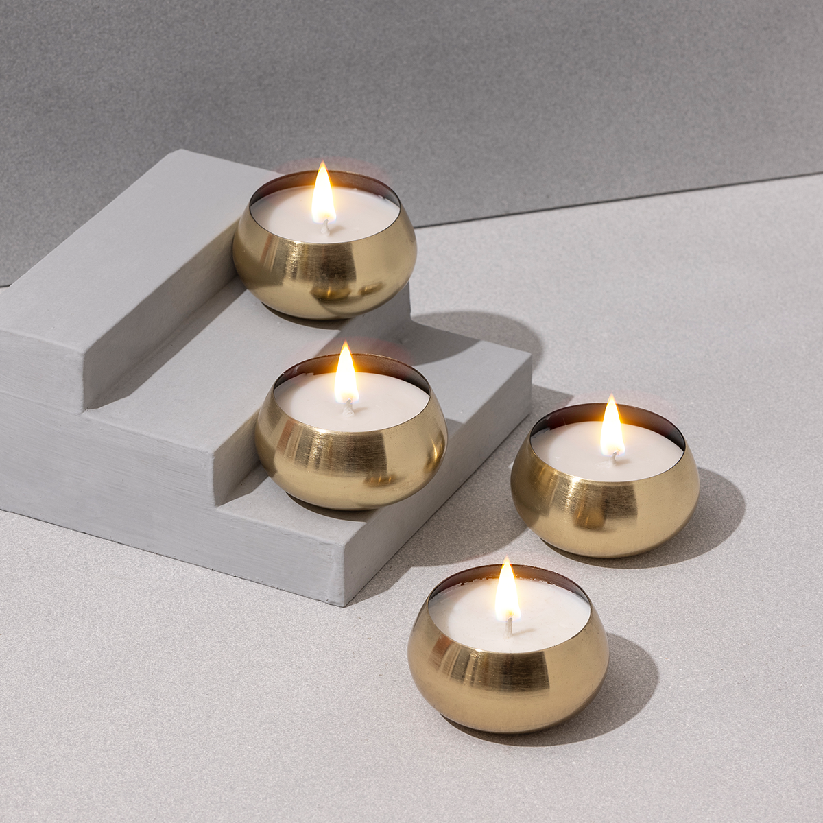 Gold Metal Small Candles | Set of 4 | Vanilla | Soy Wax Candle | Gift Box