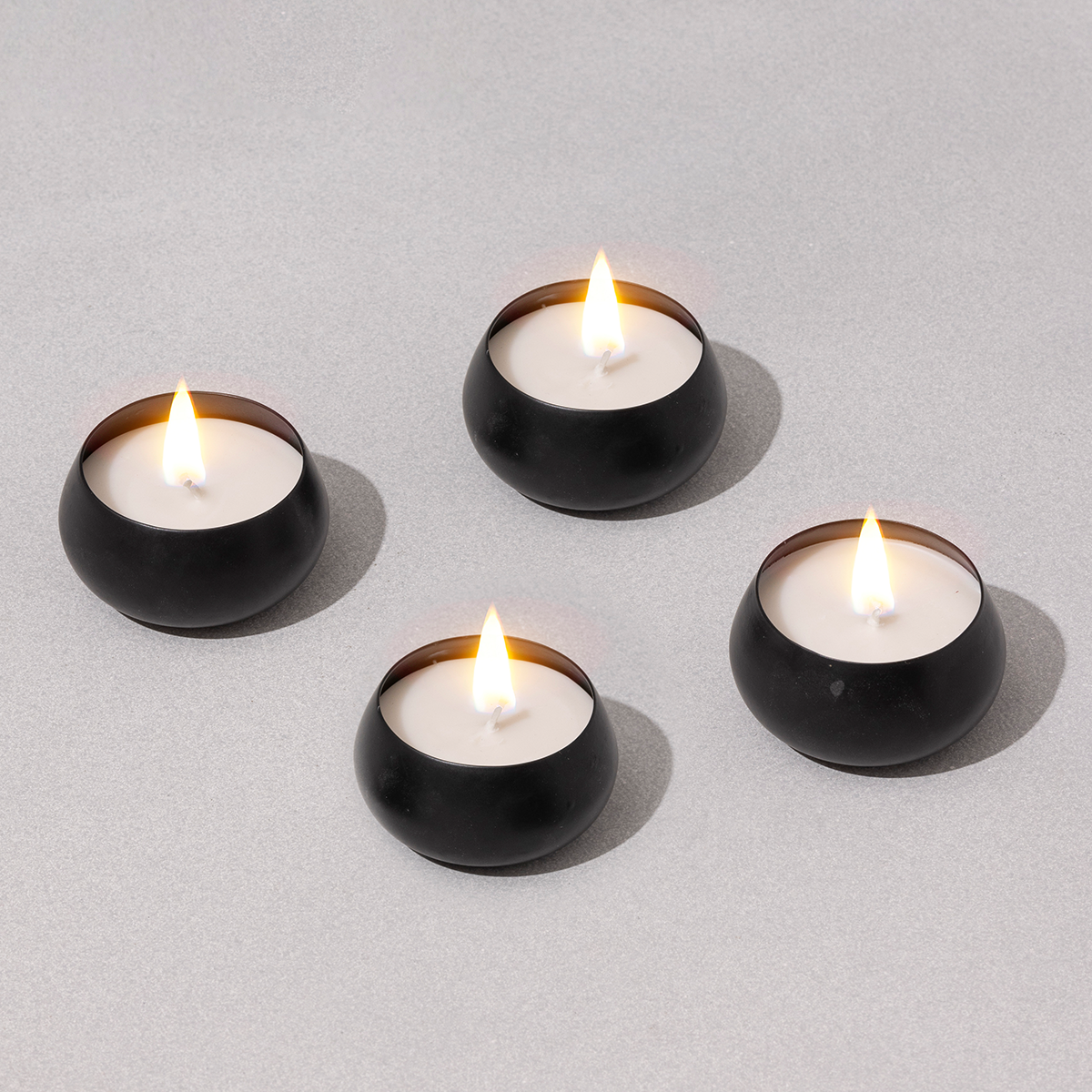 Black Metal Small Candles | Set of 4 | Vanilla | Soy Wax Candle | Gift Box