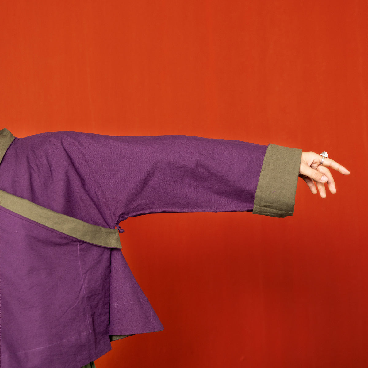 Aubergine/Sage Reywa Tibetan Wrap Top