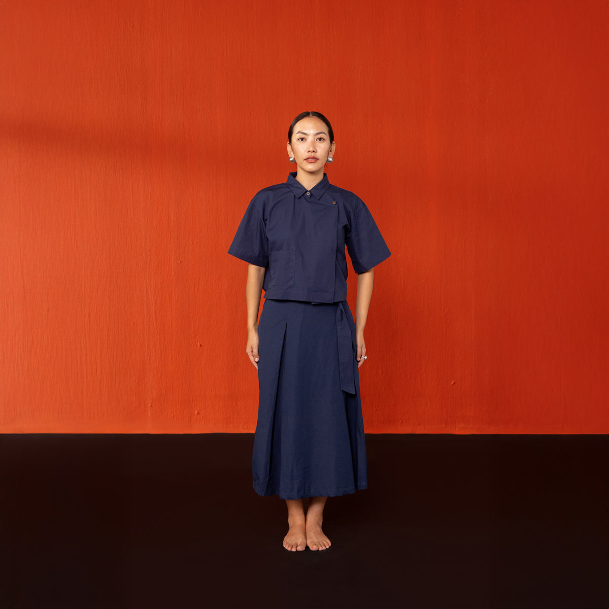 Midnight Blue Padma Pleated Chuba Skirt