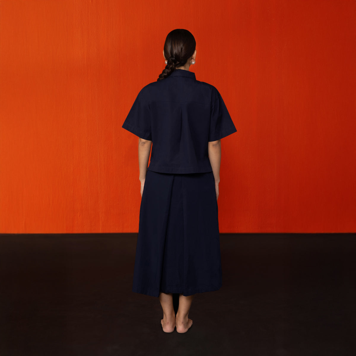 Midnight Blue Padma Pleated Chuba Skirt