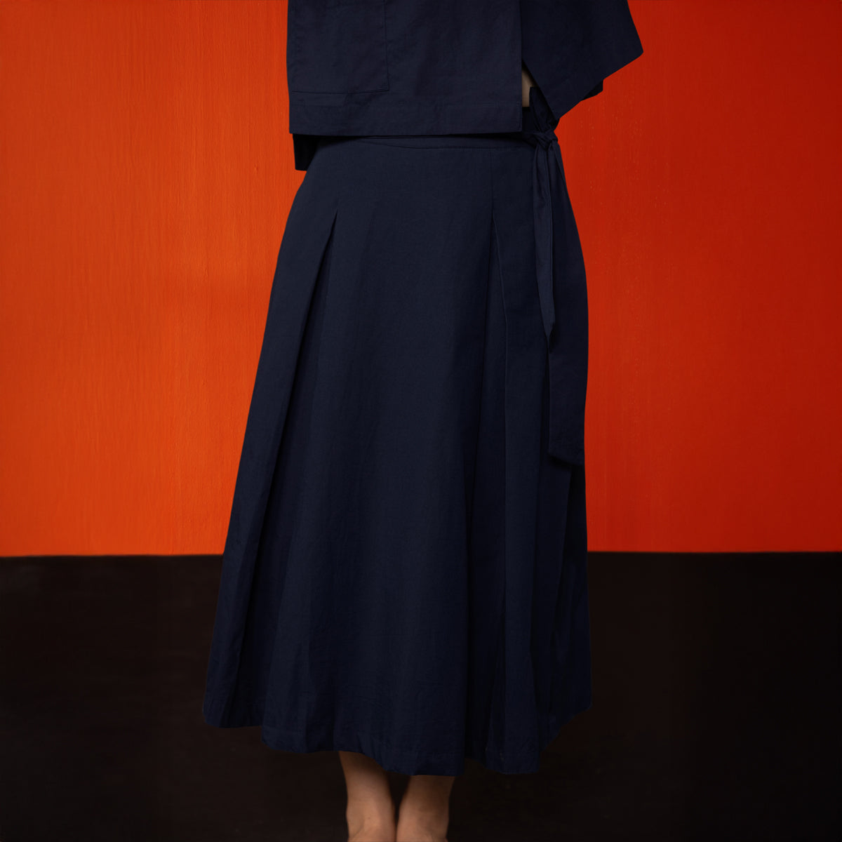 Midnight Blue Padma Pleated Chuba Skirt