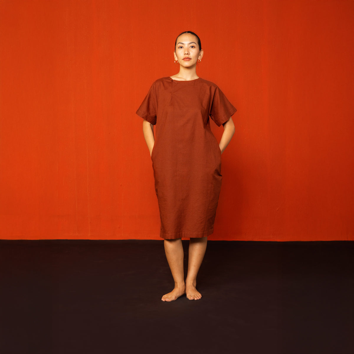 Brick Red Tso Cocoon Everyday Dress