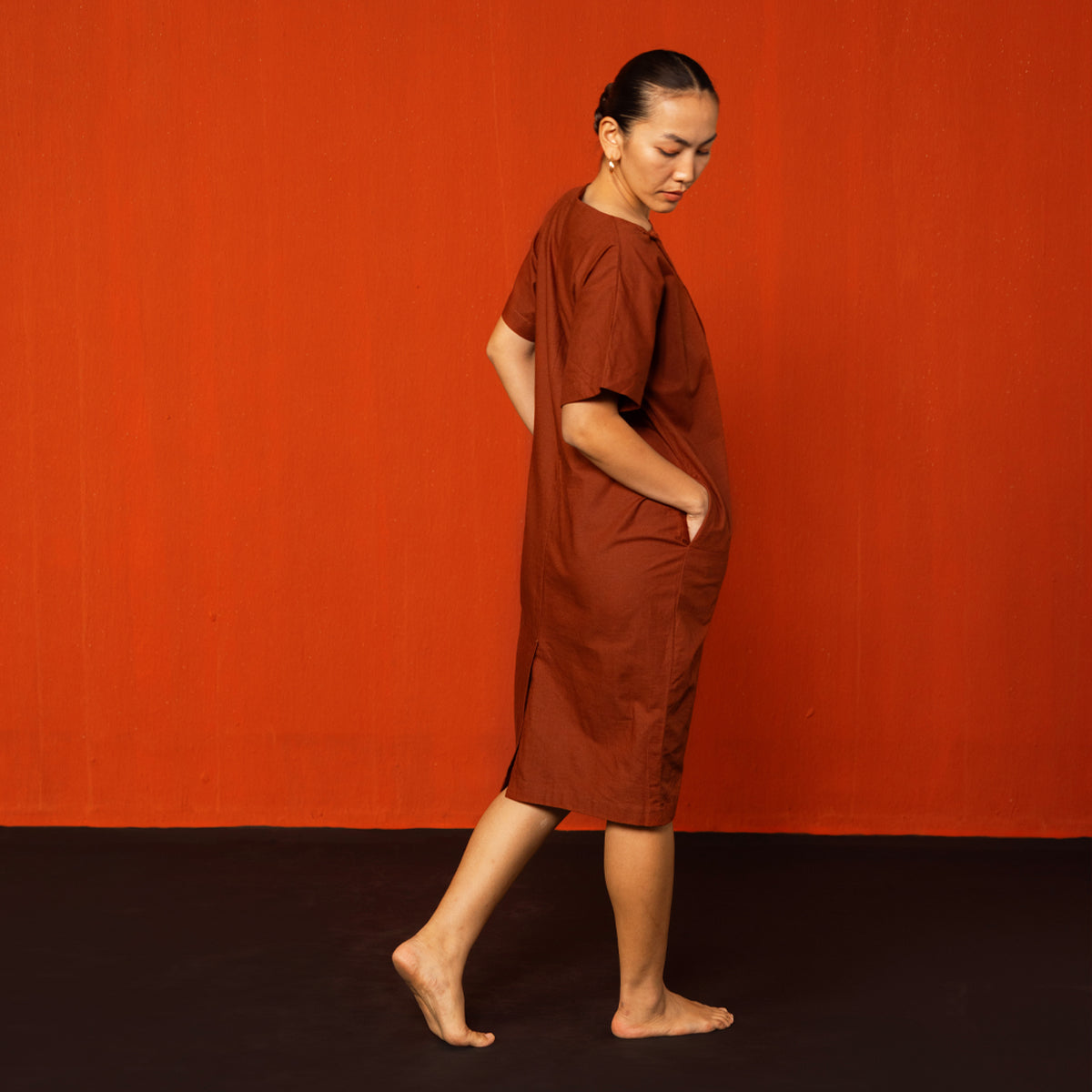 Brick Red Tso Cocoon Everyday Dress