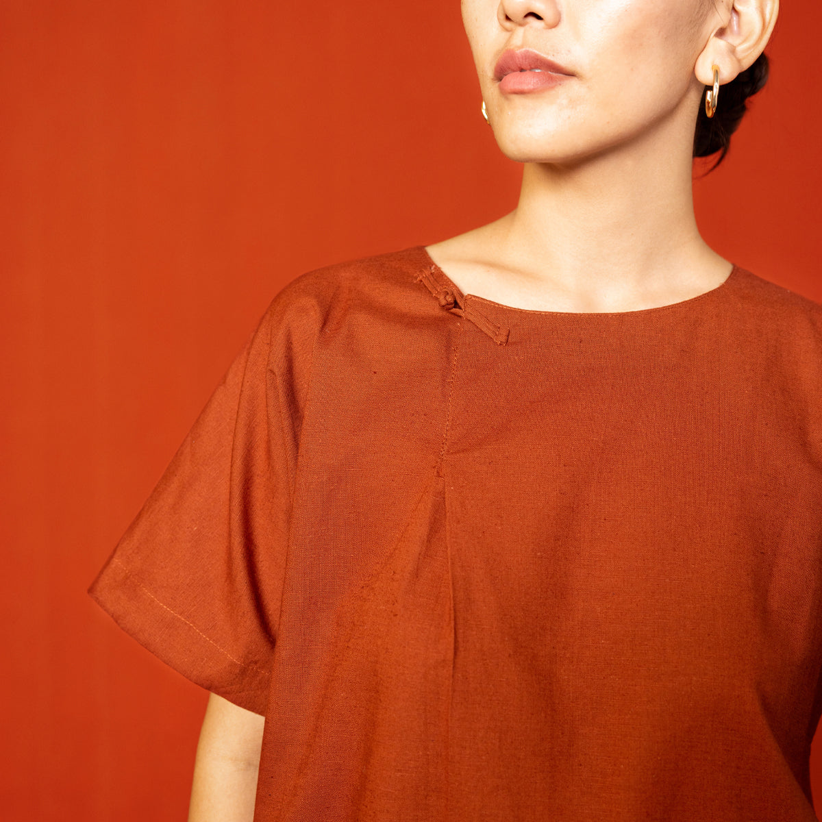 Brick Red Tso Cocoon Everyday Dress