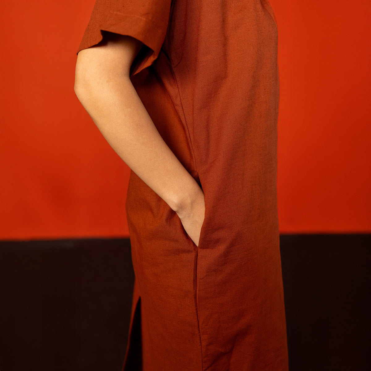 Brick Red Tso Cocoon Everyday Dress
