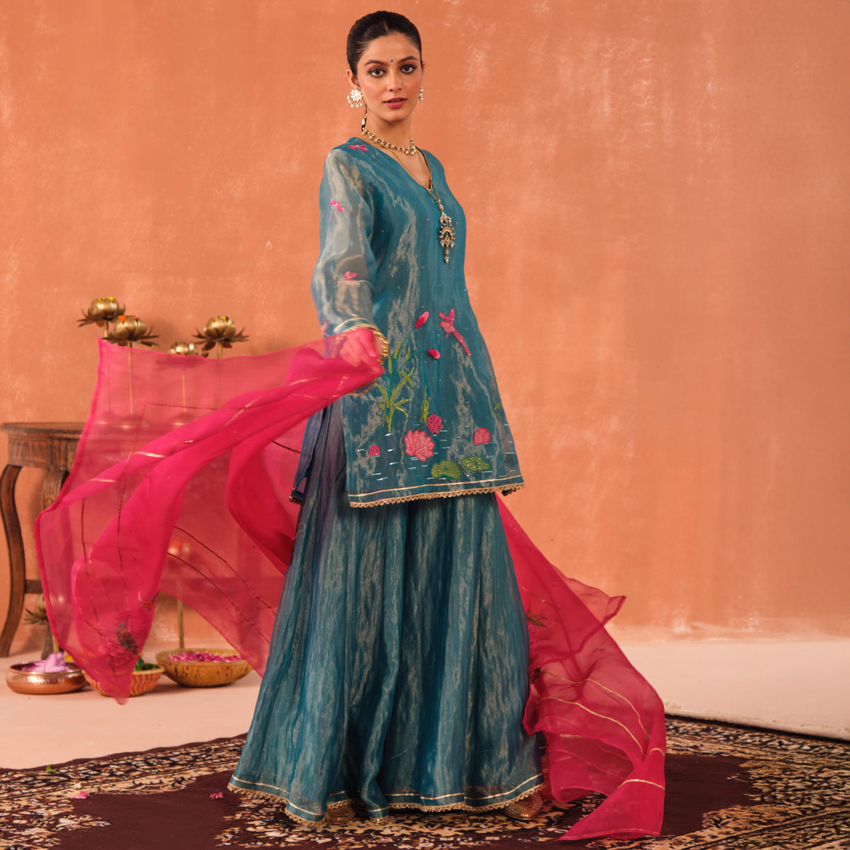 Neelika Silk Tissue Kurta Set