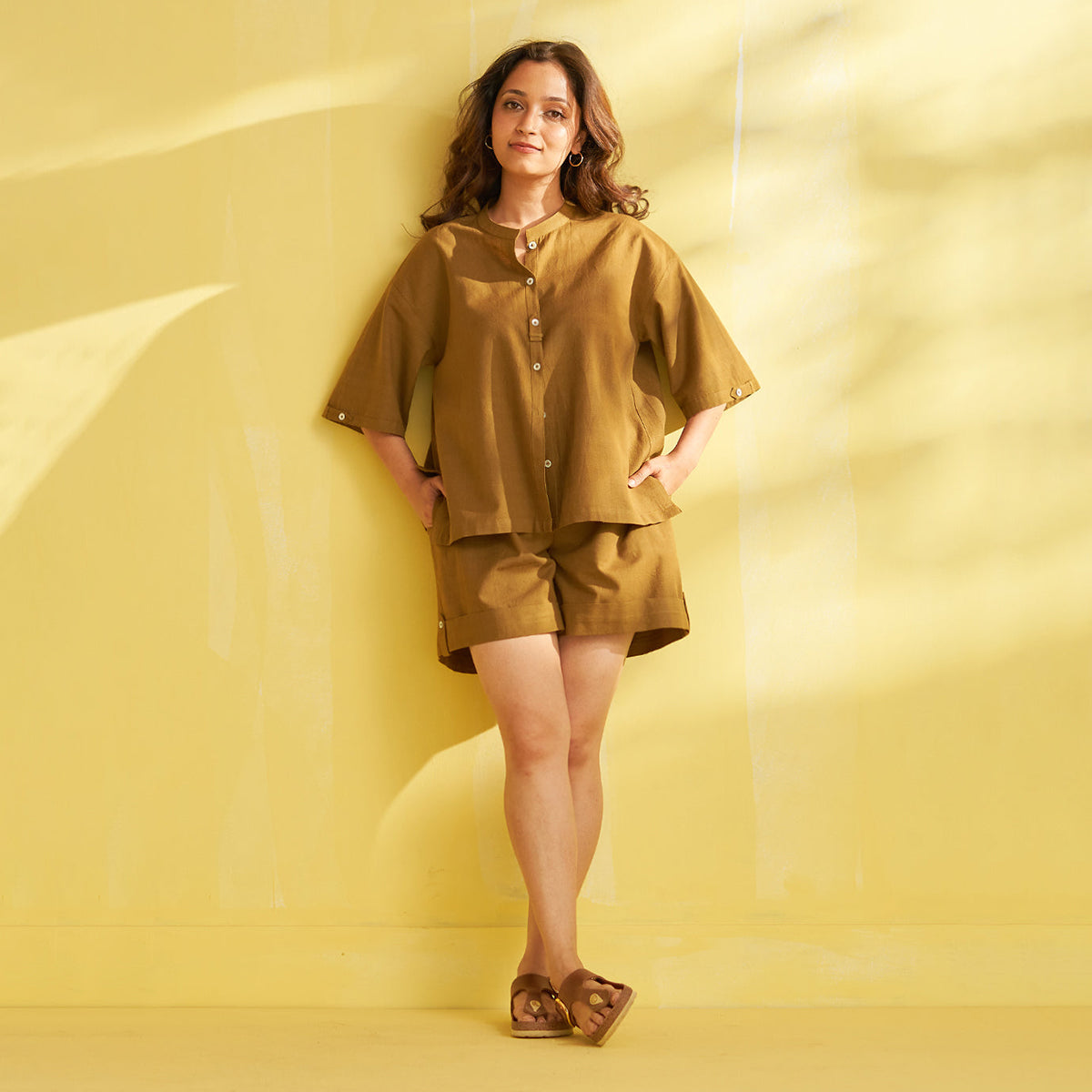 Pure HAndwoven Cotton Shirt & Shorts Set