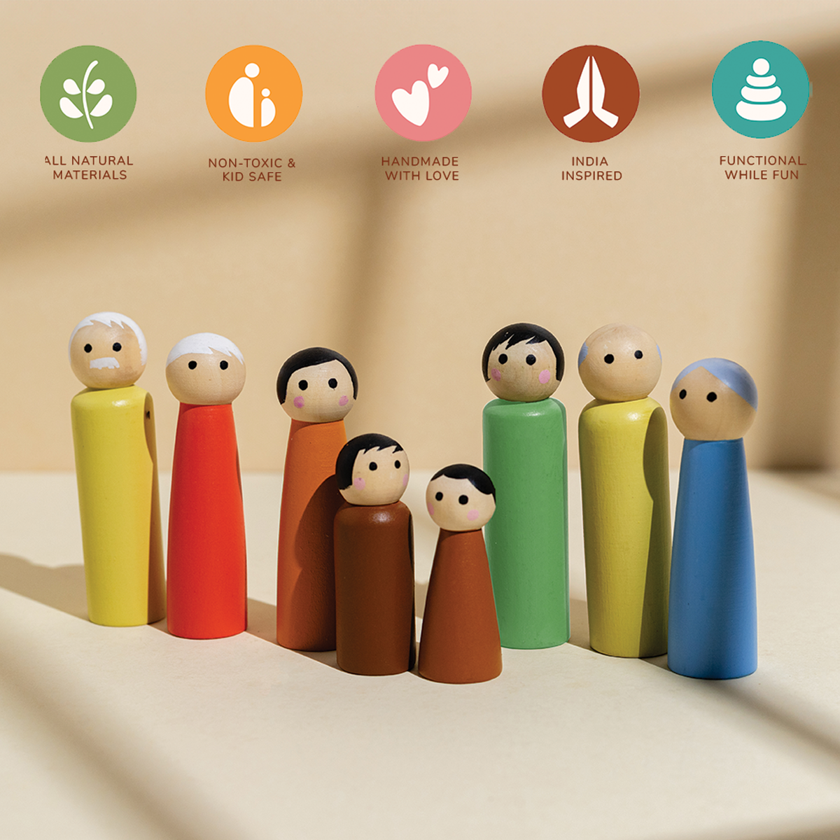 Kutumba Wooden Peg Dolls