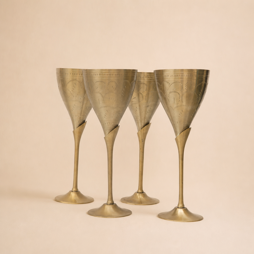 Stem Brass Goblet | Set of 4