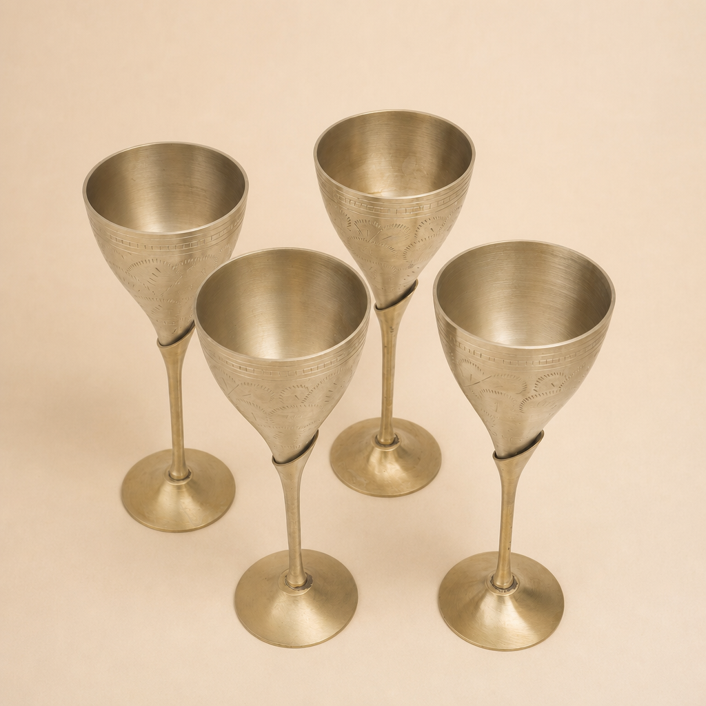 Stem Brass Goblet | Set of 4