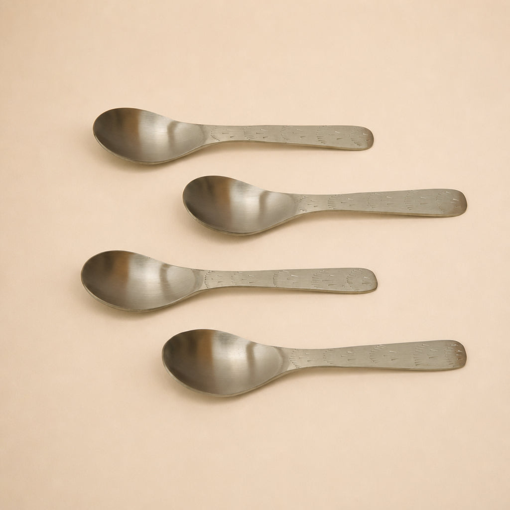 Bloom Brass Cup with Spoon | Set of 4