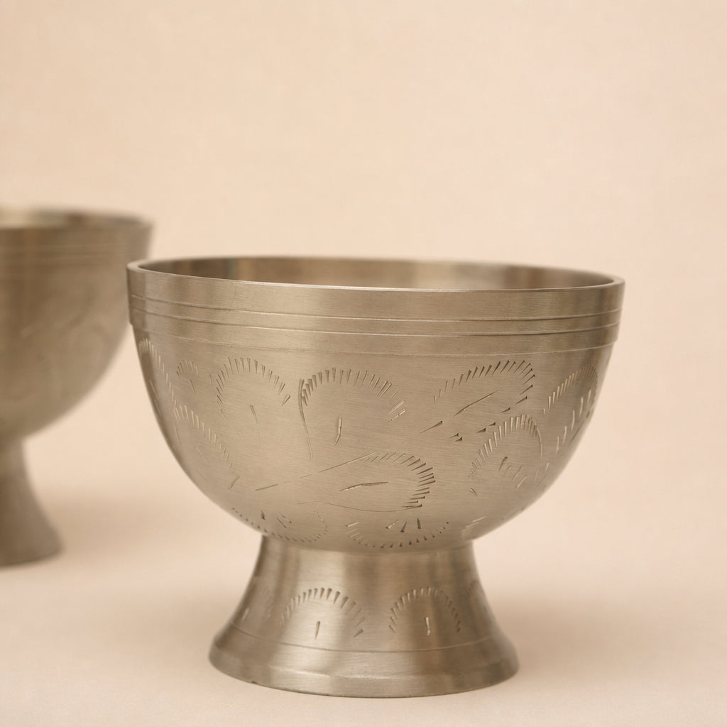 Bloom Brass Cup with Spoon | Set of 4