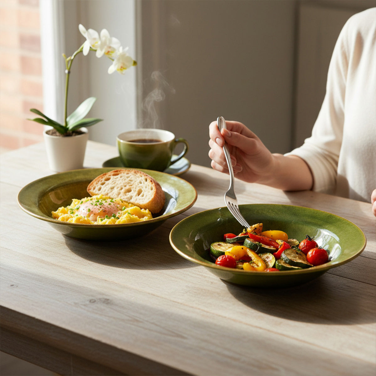 Olive Breeze Noodle Plate (Set of 2)