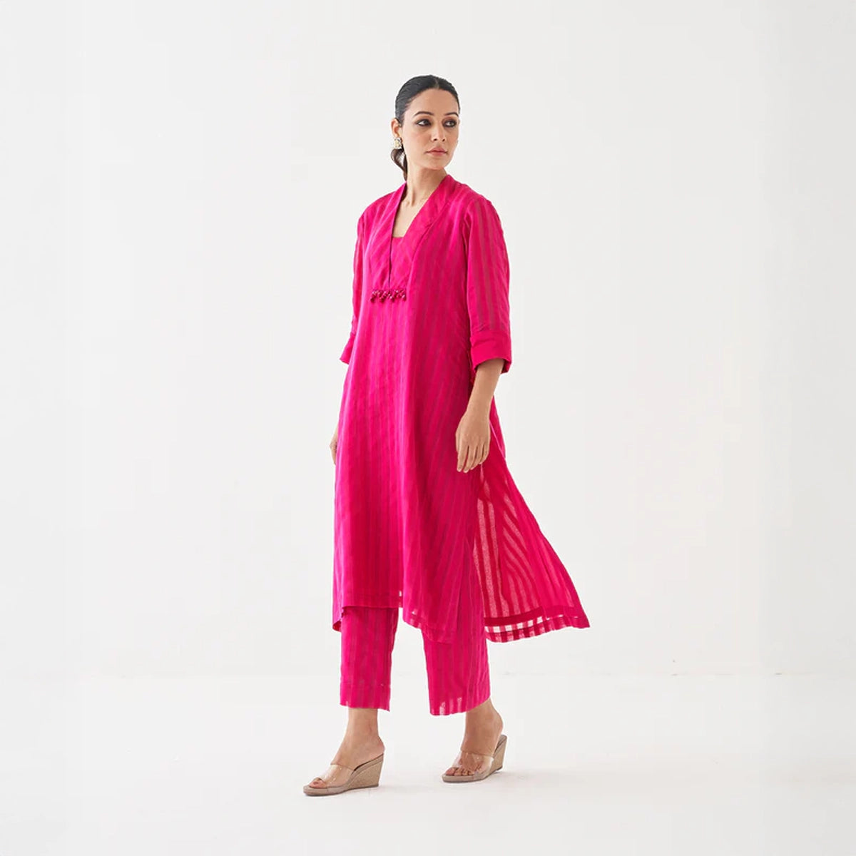 The Royal Rani Silk Chanderi Ensemble with Waterfall Scarf