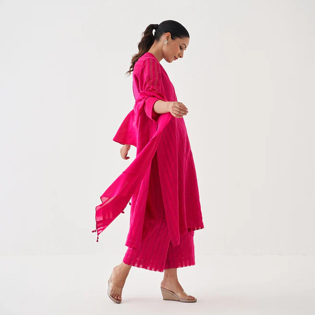 The Royal Rani Silk Chanderi Ensemble with Waterfall Scarf